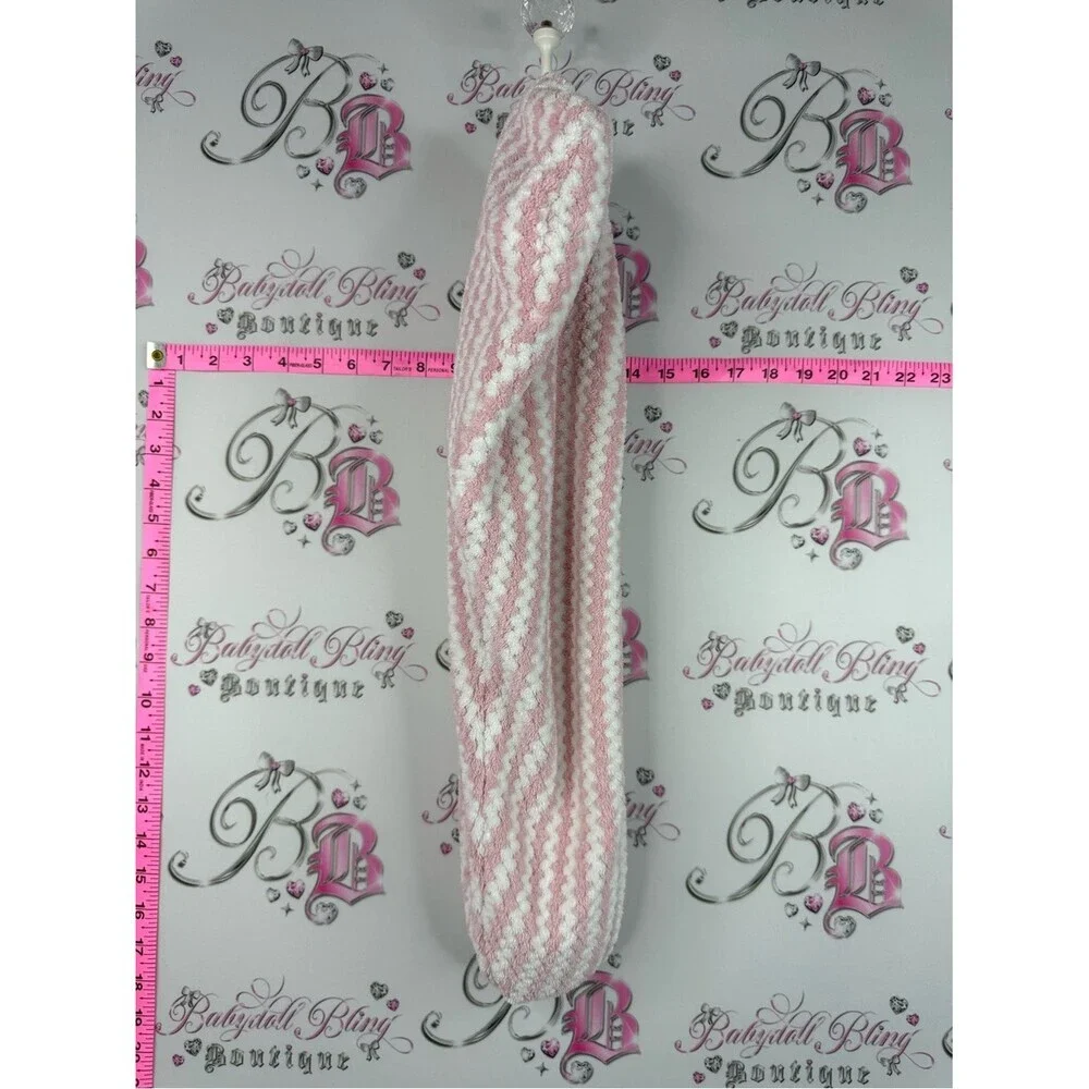 Hair turban towel wrap wash Soft Pink and White Chevron Knit towel head wrap spa